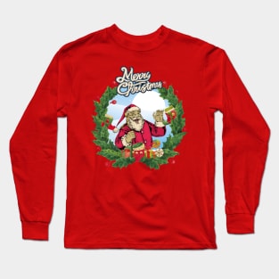 happy retro santa Long Sleeve T-Shirt